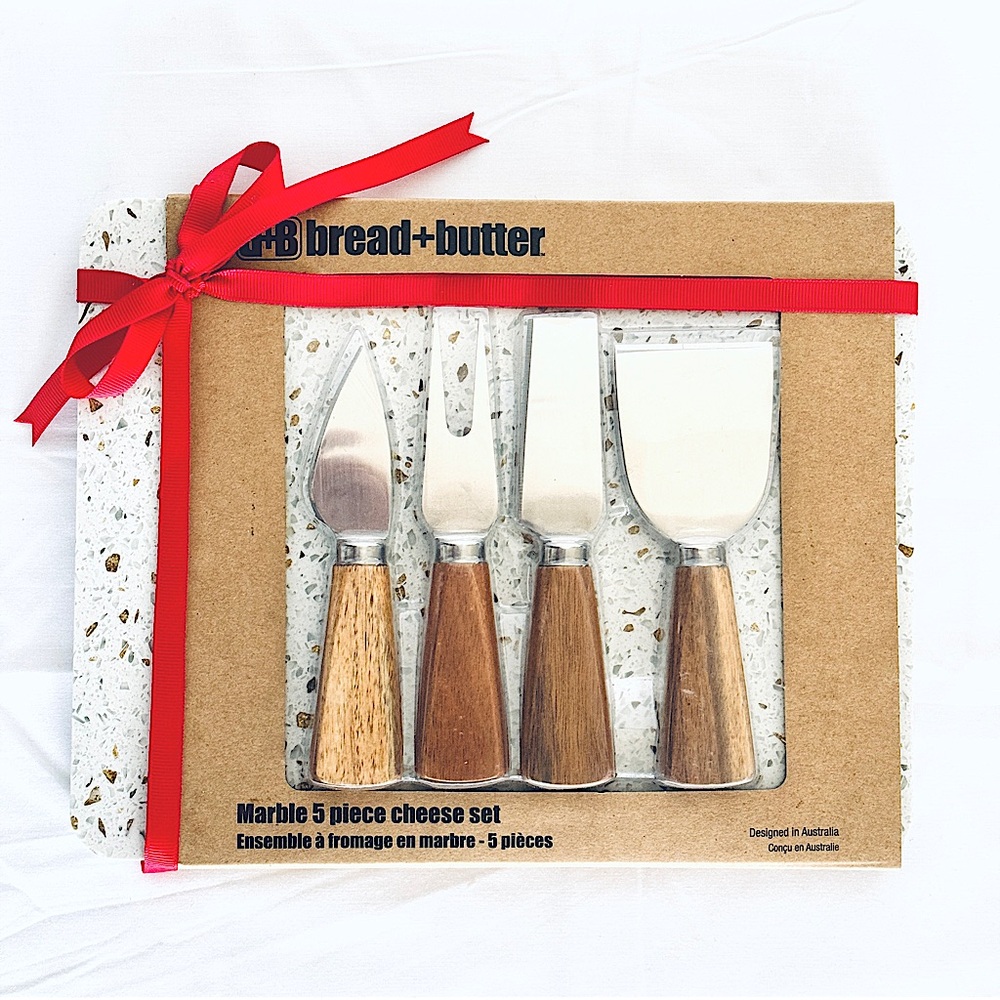 Marble 5-Piece Cheese Board Set by bread + butter, NEW, NIP